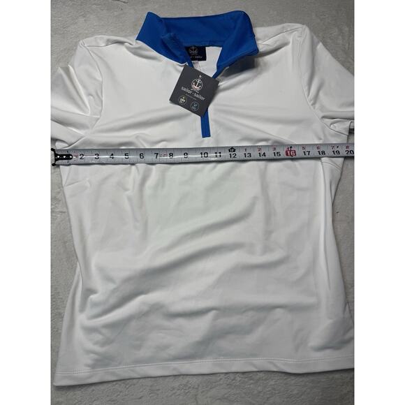Sailor Sailor White 1/4 Zip Bright Blue Collar Sz LG UPF 50+ Performance Top NWT - Picture 6 of 12